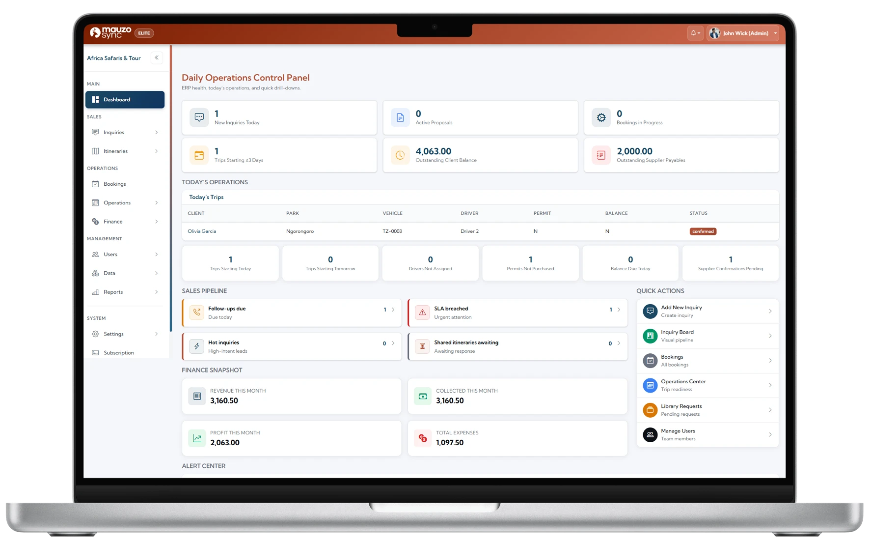 MauzoSync dashboard on laptop